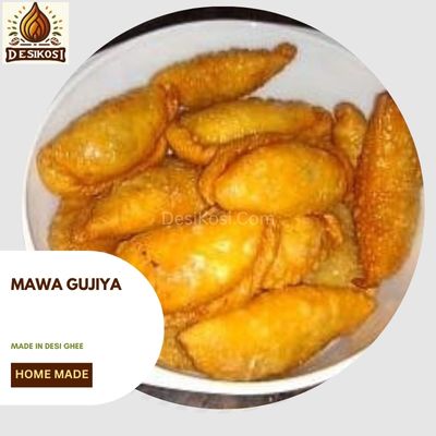 Delicious Mawa Gujiya filled with sweetened khoya and dry fruits