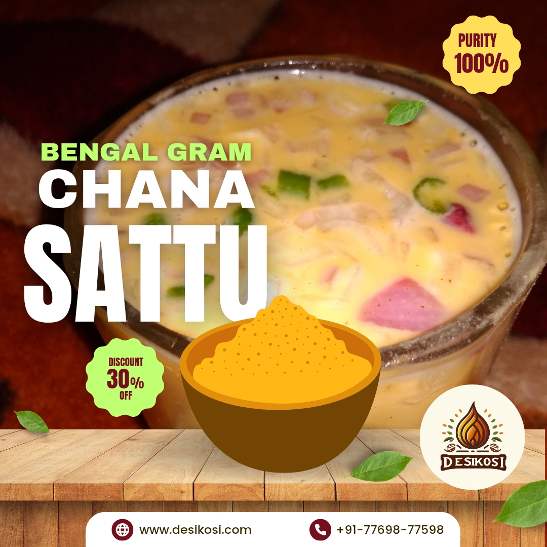 High Protein Chana Sattu (Bengal Gram Flour) 2kg - Superfood for Weight Loss & Digestion